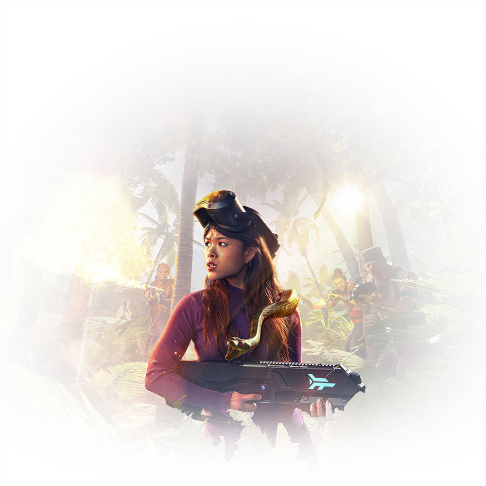 Player enjoying a free-roam VR game in Dubai